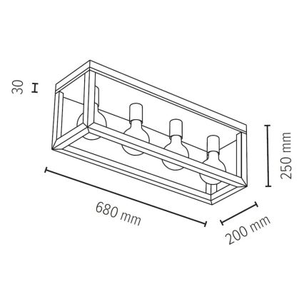 Loftlampe KAGO 4xE27/60W/230V mat eg