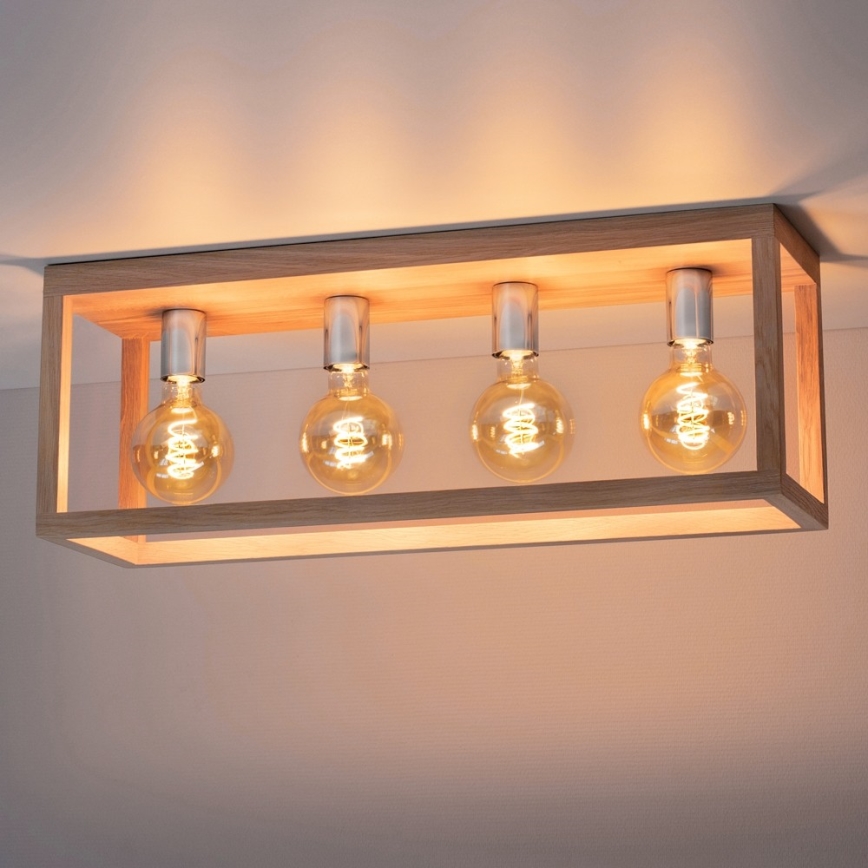 Loftlampe KAGO 4xE27/60W/230V mat egetræ