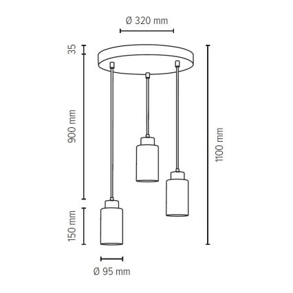 Loftlampe på kabel KARLA 3xE27/60W/230V beton