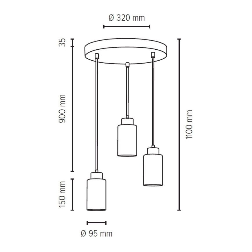 Loftlampe på kabel KARLA 3xE27/60W/230V beton