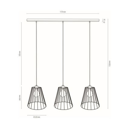 Pendel ORAZIO 3xE27/60W/230V fyrretræ