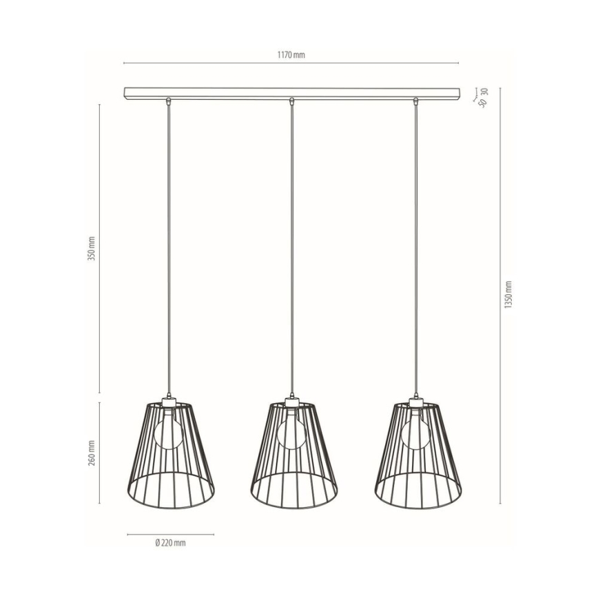 Pendel ORAZIO 3xE27/60W/230V fyrretræ