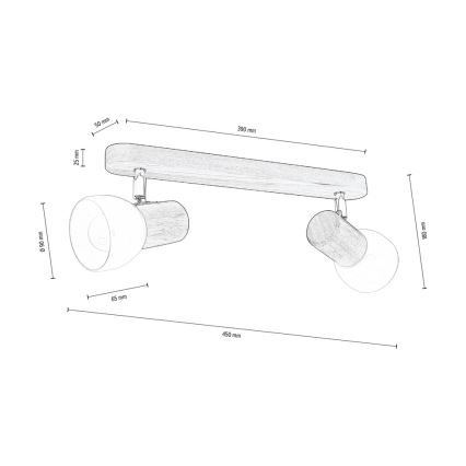 Loftspot NEL 2xE27/15W/230V fyrretræ - FSC-certificeret