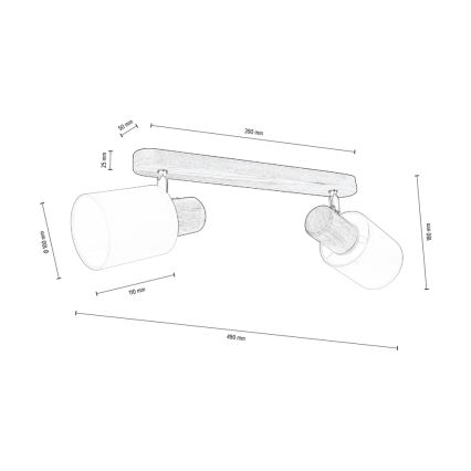 Loftspot TRENDY 2xE27/15W/230V fyrretræ - FSC-certificeret