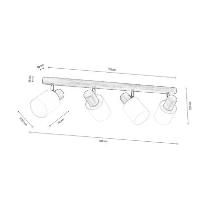 Loftspot TRENDY 4xE27/15W/230V valnød - FSC-certificeret