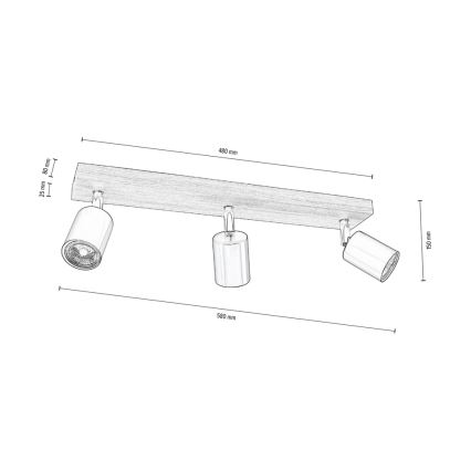 Loftspot MANARA  3xGU10/5W/230V fyrretræ - FSC-certificeret