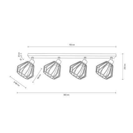 Loftspot VENTI 4xE27/15W/230V fyrretræ - FSC-certificeret