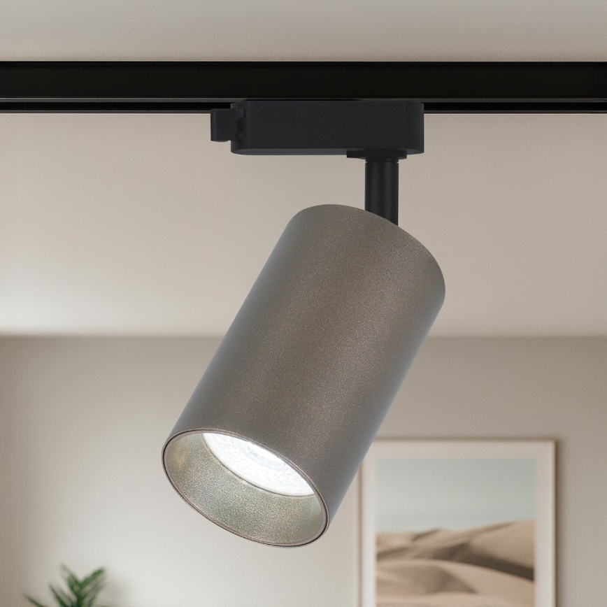 Spot til 1-faset skinnesystem PIPE 1xGU10/10W/230V brun