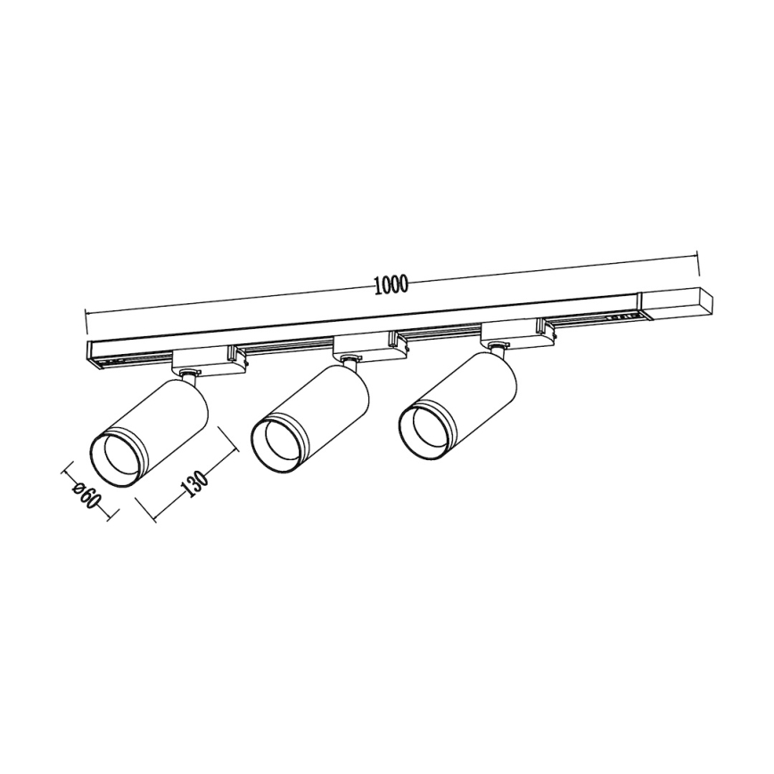 Spot til skinnesystem PIPE 3xGU10/10W/230V hvid