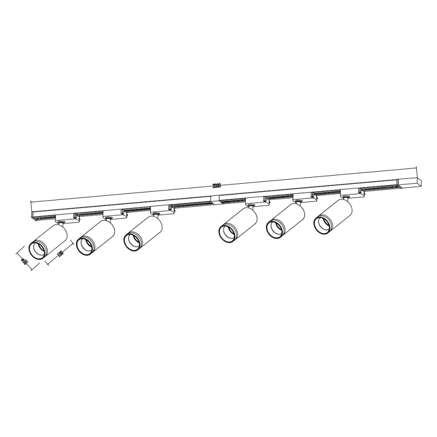 Spot til skinnesystem PIPE 6xGU10/10W/230V, sort
