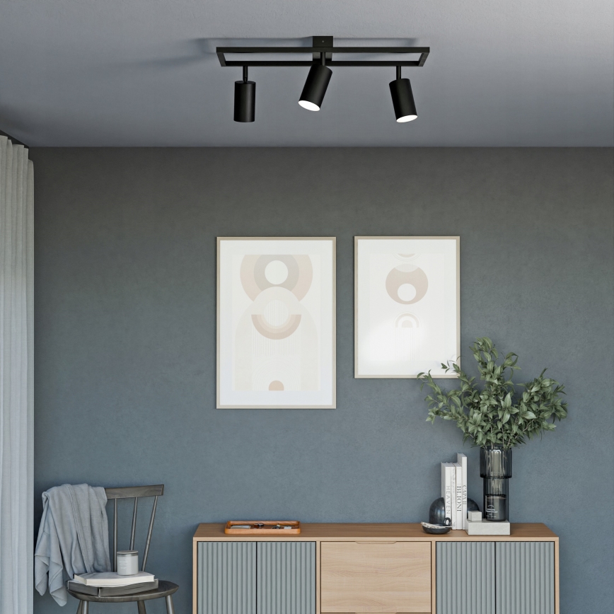 Spotarmatur 3 x GU10, 30 W, 230 V, sort