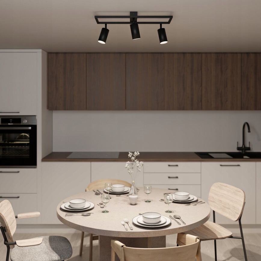 Spotarmatur 3 x GU10, 30 W, 230 V, sort