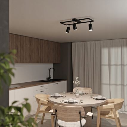 Spotarmatur 3 x GU10, 30 W, 230 V, sort