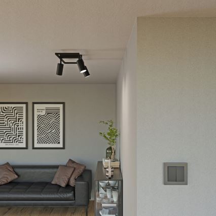 Spotarmatur 3 x GU10, 30 W, 230 V, sort