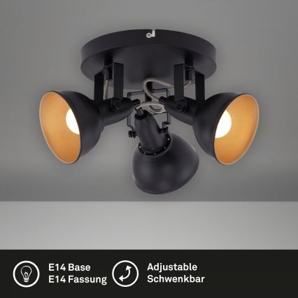 Spotarmatur 3xE14/40W/230V, sort