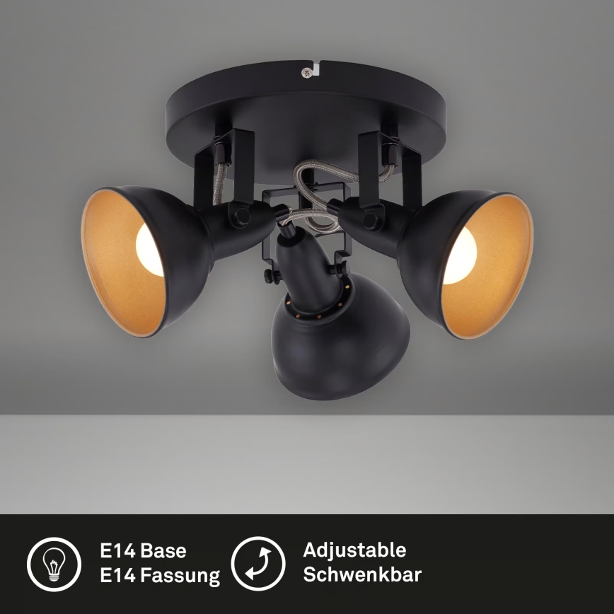 Spotarmatur 3xE14/40W/230V, sort