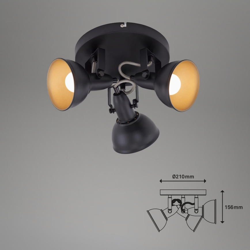Spotarmatur 3xE14/40W/230V, sort