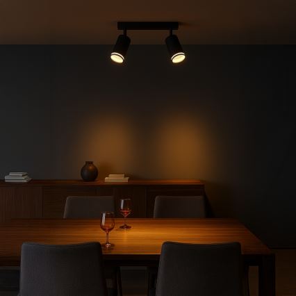 Spotarmatur PIPE 2xGU10/10W/230V sort