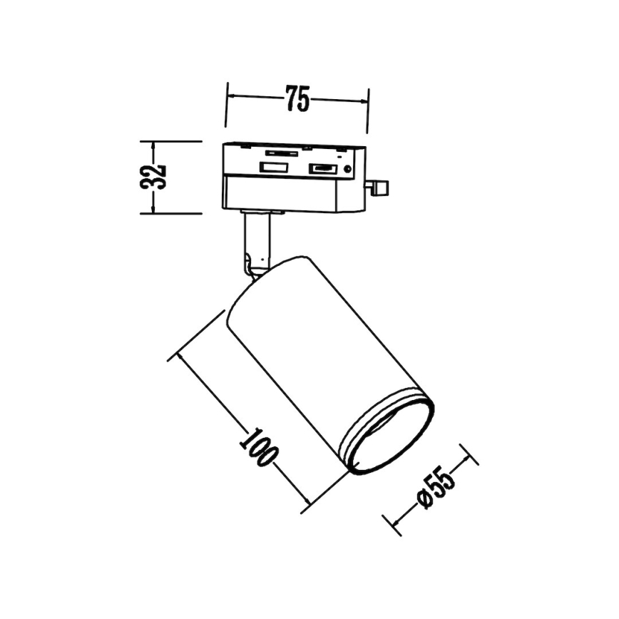Spotarmatur til 1-faset skinnesystem PIPE 1xGU10/10W/230V, sort