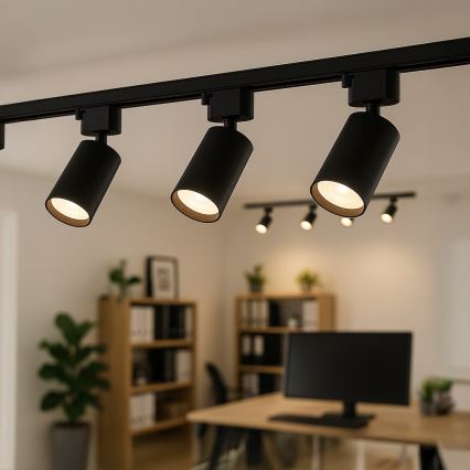 Spotarmatur til 1-faset skinnesystem TIGER 1xGU10/10W/230V, sort