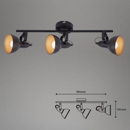 Spotlampe 3xE14/40W/230V sort