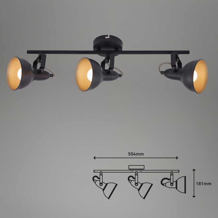 Spotlampe 3xE14/40W/230V sort