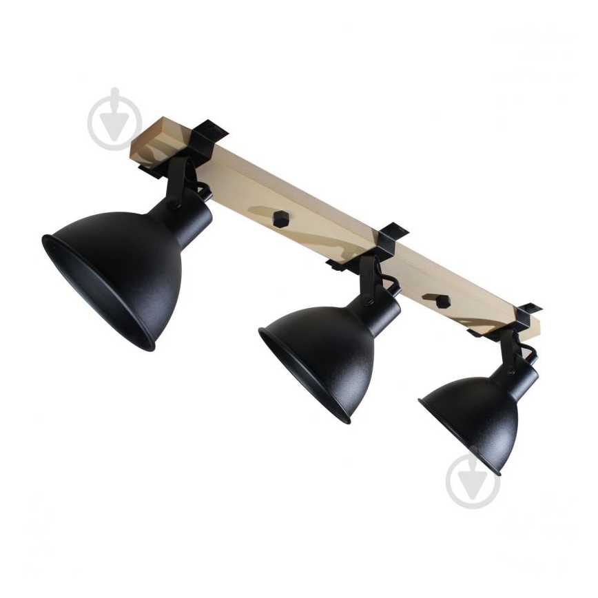 Spotlampe 3xE27/40W/230V bøg/sort