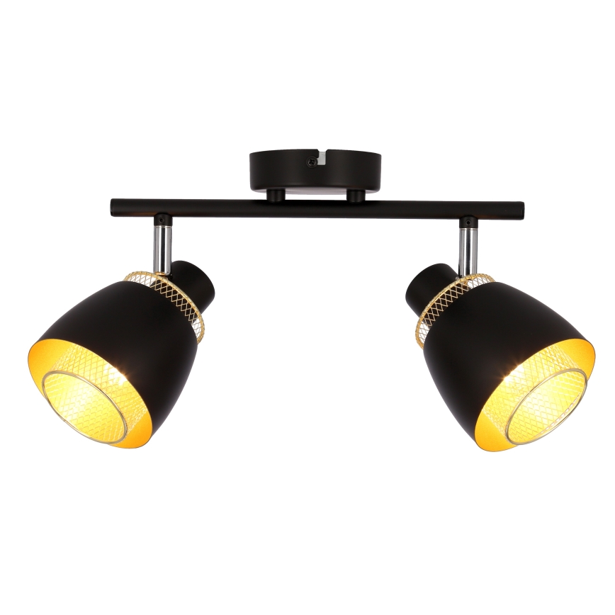 Spotlampe ALEKSANDRIA 2xE14/40W/230V sort/guldfarvet