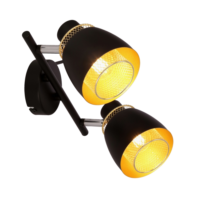 Spotlampe ALEKSANDRIA 2xE14/40W/230V sort/guldfarvet