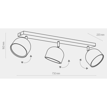 Spotlampe ALTEA 3xAR111 GU10/50W/230V guld/sort