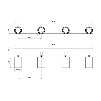 Spotlampe ANGIE 4xGU10/35W/230V sort