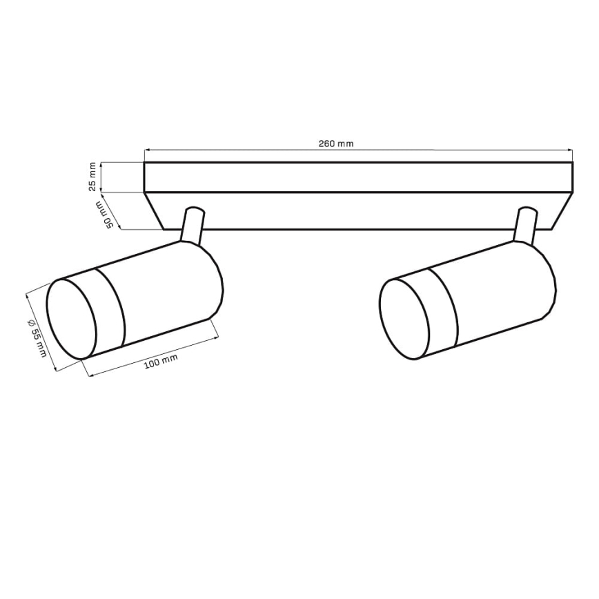 Spotlampe ARRAS 2xGU10/10W/230V sort