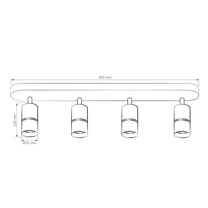 Spotlampe BAMBOO 4xGU10/10W/230V sort