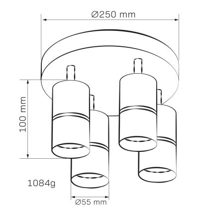 Spotlampe BAMBOO 4xGU10/10W/230V sort