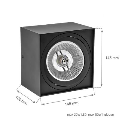 Spotlampe CHLOE AR111 1xGU10/50W/230V kantet sort