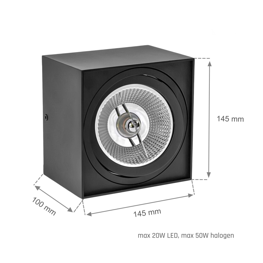 Spotlampe CHLOE AR111 1xGU10/50W/230V kantet sort