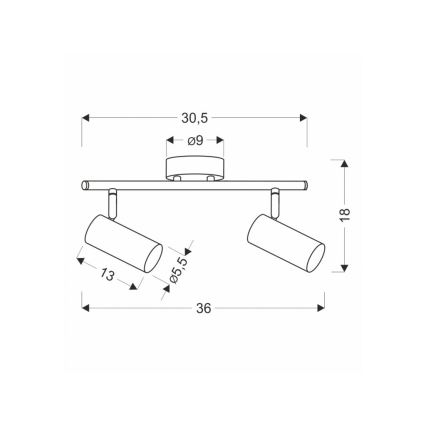 Spotlampe COLLY 2xGU10/15W/230V guldfarvet