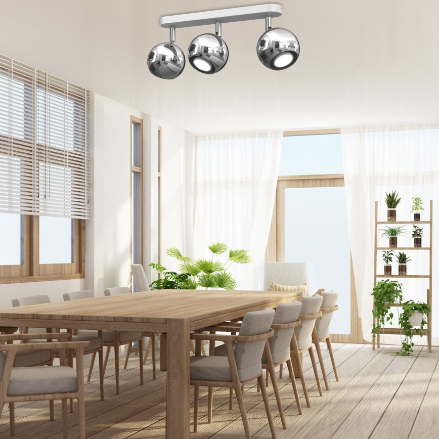 Spotlampe COMET 3xGU10/8W/230V hvid/skinnende krom