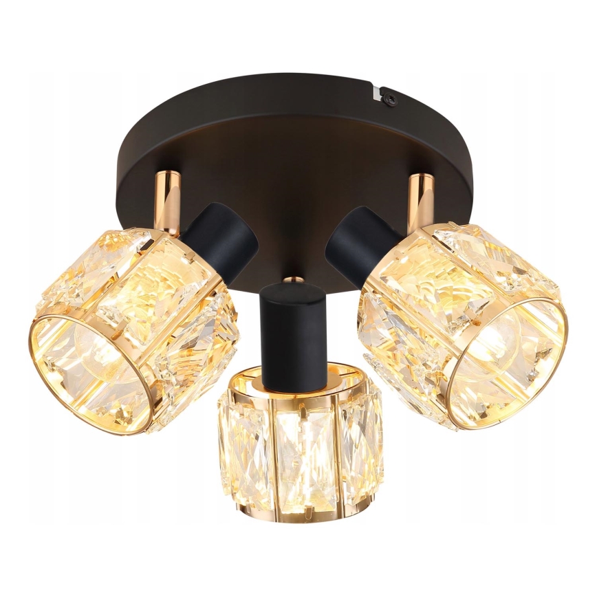Spotlampe DUBAI 3xE14/40W/230V diameter 36 cm sort/guldfarvet