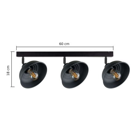 Spotlampe FAUN 3xE27/60W/230V sort