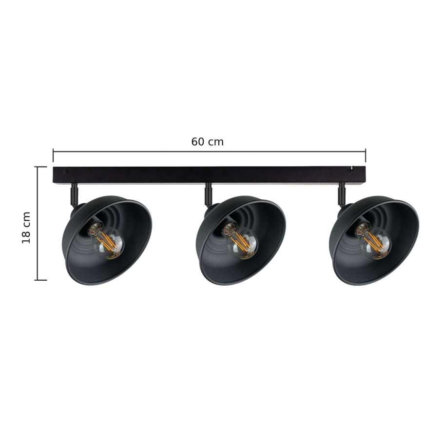 Spotlampe FAUN 3xE27/60W/230V sort
