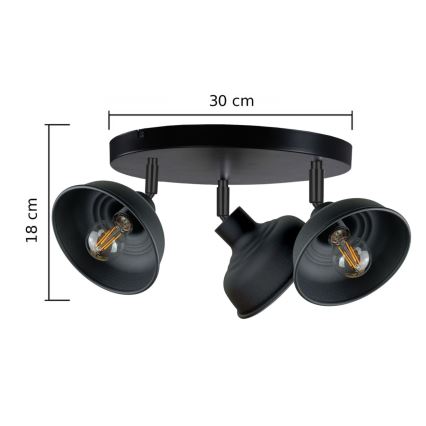 Spotlampe FAUN 3xE27/60W/230V sort