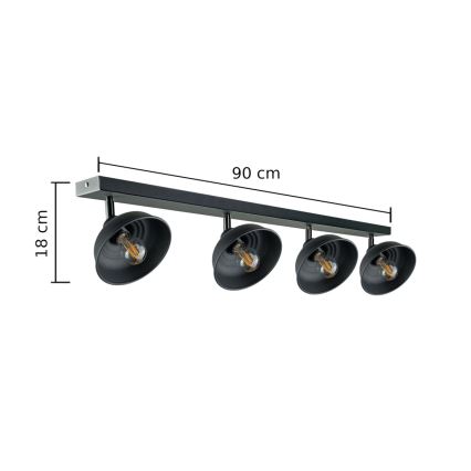 Spotlampe FAUN 4xE27/60W/230V sort
