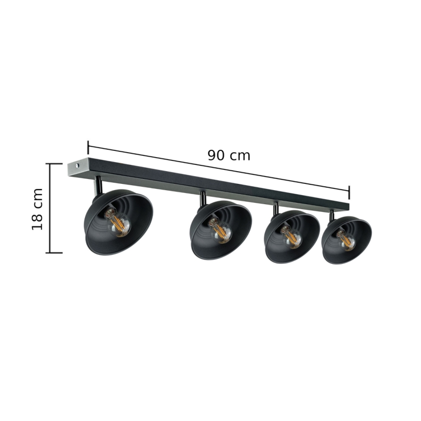 Spotlampe FAUN 4xE27/60W/230V sort