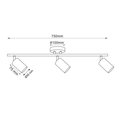 Spotlampe GOLDI 3xGU10/10W/230V guldfarvet