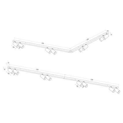 Spotlampe HERO SPOT 8xGU10/9W/230V sort