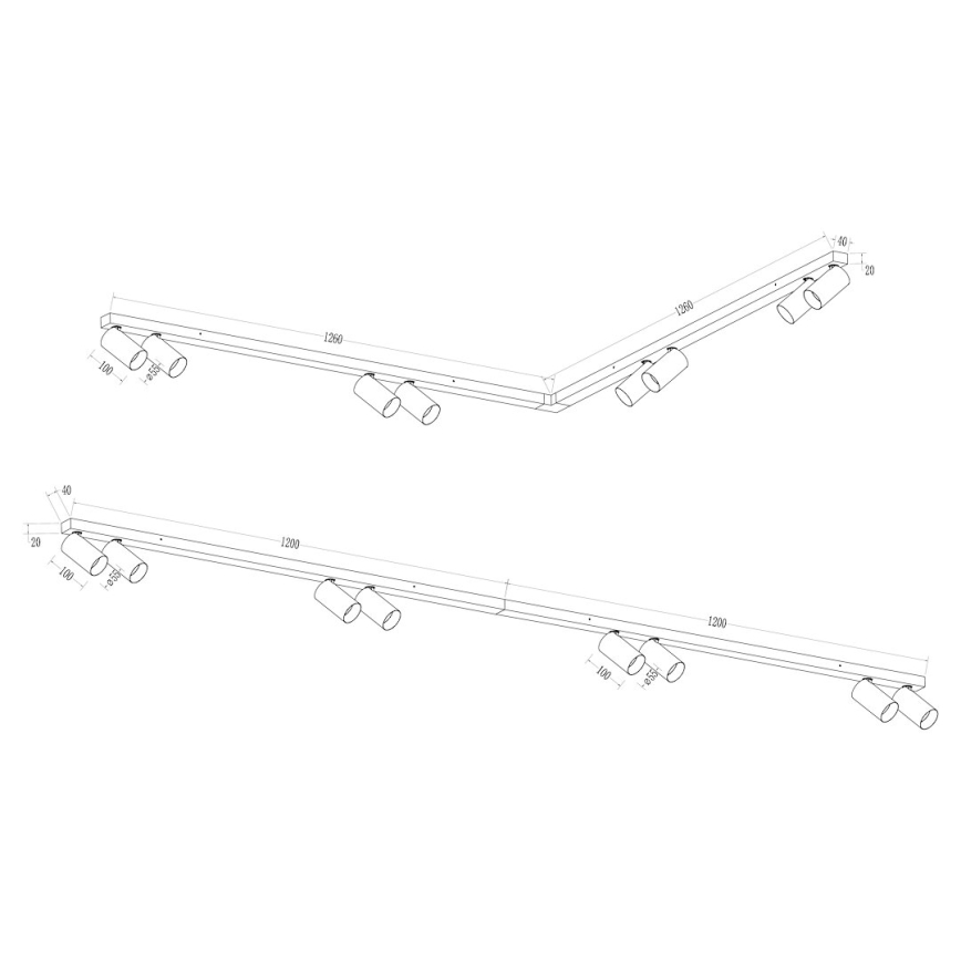 Spotlampe HERO SPOT 8xGU10/9W/230V sort