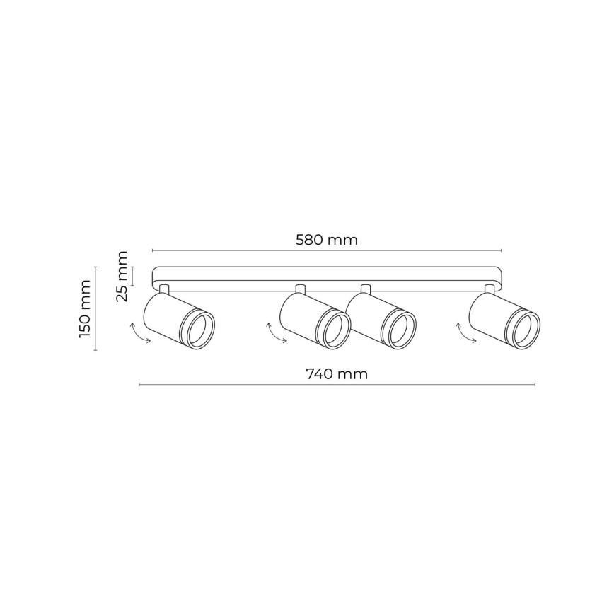 Spotlampe JET 4xGU10/10W/230V sort