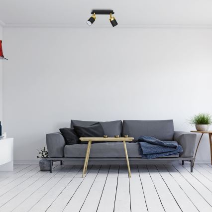 Spotlampe JOKER 2xGU10/25W/230V sort/guld