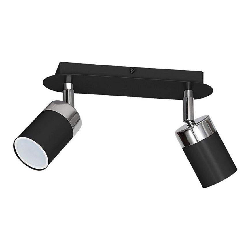 Spotlampe JOKER 2xGU10/25W/230V sort/poleret krom